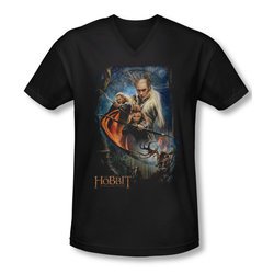 The Hobbit Desolation Of Smaug Shirt Slim Fit V Neck Thranduil's Realm Black Tee T-Shirt