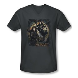The Hobbit Desolation Of Smaug Shirt Slim Fit V Neck Weapons Drawn Charcoal Tee T-Shirt