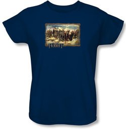 The Hobbit Ladies Shirt Movie Unexpected Journey Navy Tee T-shirt