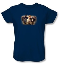 The Hobbit Ladies Shirt Movie Unexpected Journey Rally Navy T-shirt