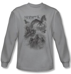 The Hobbit Shirt Movie Unexpected Journey Sketches Silver Long Sleeve