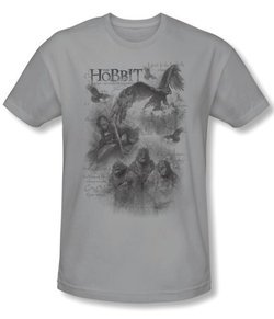 The Hobbit Shirt Movie Unexpected Journey Sketches Silver Slim Fit Tee