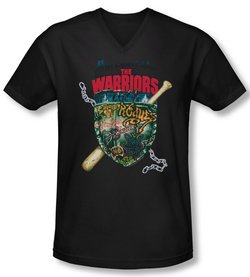 The Warriors Shirt Slim Fit V Neck Shield Black Tee T-Shirt