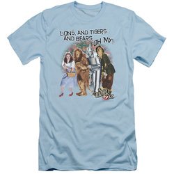 The Wizard Of Oz  Slim Fit Shirt Lions and Tigers and Bears Oh My! Light Blue T-Shirt