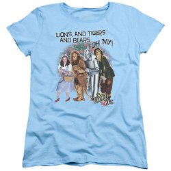 The Wizard Of Oz  Womens Shirt Lions and Tigers and Bears Oh My! Light Blue T-Shirt