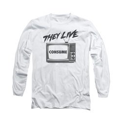 They Live Shirt Consume Long Sleeve White Tee T-Shirt