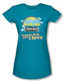Tootsie Roll Juniors T-Shirts - Jingle Turquoise Tee