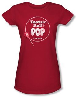 Tootsie Roll Juniors T-Shirts - Pop Logo Red Tee