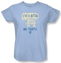 Tootsie Roll Ladies T-Shirts - I'm A Biter Light Blue Tee