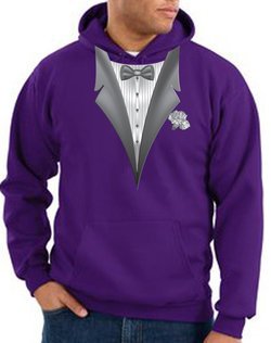 Tuxedo Hoodie Hoody Sweatshirt With White Flower - Purple