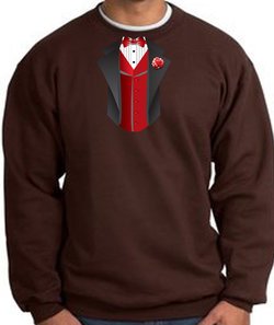 Tuxedo Sweatshirt With Red Vest - Brown