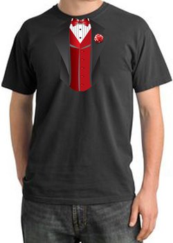 Tuxedo T-shirt Pigment Dyed With Red Vest - Dark Smoke