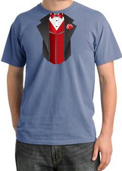 Tuxedo T-shirt Pigment Dyed With Red Vest - Night Blue