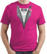 Tuxedo T-shirt With Pink Flower - Sangria