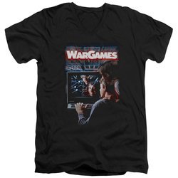 WarGames  Slim Fit V-Neck Shirt Movie Poster Black T-Shirt