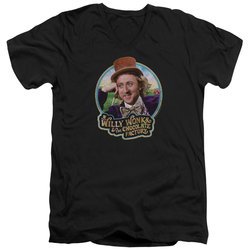 Willy Wonka and The Chocolate Factory  Slim Fit V-Neck Shirt Its Scrumdiddlyumptious Black T-Shirt