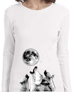 Click to get Wolves Howling at The Moon Bottom Print Ladies Long Sleeve Shirt