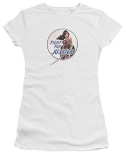 Wonder Woman Movie  Juniors Shirt Fight For Justice White T-Shirt